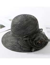 Fashion Black Organza Flower Foldable Fisherman Hat