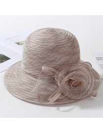 Fashion Khaki Organza Flower Foldable Fisherman Hat