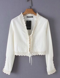 Fashion White Lace V-neck Shirt