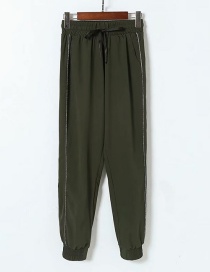 Fashion Army Green Splicing Lacing Wide-leg Pants