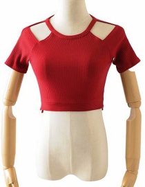 Fashion Red Off-the-shoulder T-shirt