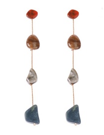 Fashion Color Irregular Resin Chain Stud Earrings