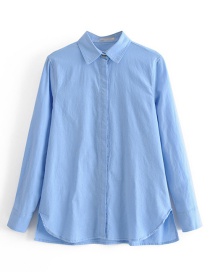 Fashion Blue Linseed Lapels Shirt