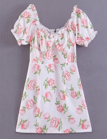 Fashion Pink One-shoulder Flower Print Dress