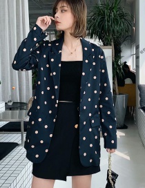 Fashion Blue Dot Printed Suit Coat