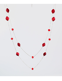 Fashion Red Crystal Double Layer Necklace