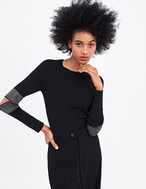 Fashion Black Bright Sleeve Knit Top