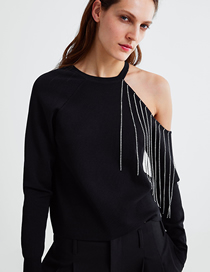 Fashion Black Bright Openwork Design Sweater
