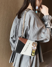 Fashion Brown + White Contrast Shoulder Shoulder Bag