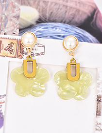 Fashion Yellow Alloy Resin Pearl Flower Earrings