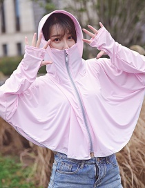 Fashion Pink Zipper Hooded Sun Protection Clothing