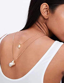 Fashion Gold Alloy Conch Pearl Double Layer Necklace