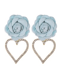 Fashion Blue Alloy Diamond Flower Love Earrings