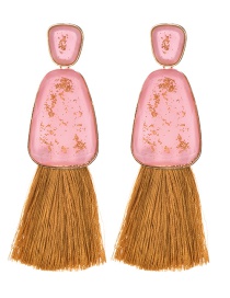 Fashion Pink + Ginger Yellow Alloy Resin Geometry Tassel Earrings