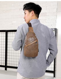 Fashion Light Brown Solid Color Soft Face Pu Single Shoulder Messenger Chest Bag