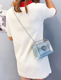 Fashion Blue Crossbody Rivet Shoulder Transparent Chain Bag