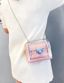 Fashion Pink Crossbody Rivet Shoulder Transparent Chain Bag