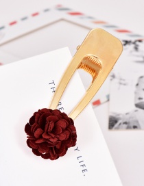 Fashion Red Wine Alloy Fabric Flower Hair Clip