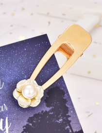Fashion Gold Alloy Pearl Flower Hair Clip