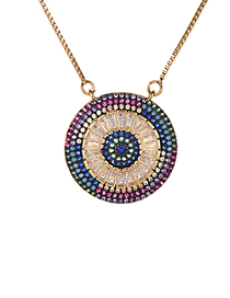 Fashion Color Copper Inlaid Zirconium Round Color Necklace