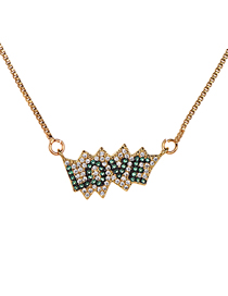 Fashion Gold Copper Inlaid Zirconium Love Necklace