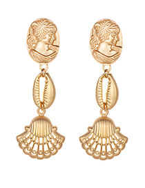 Fashion Gold Alloy Head Shell Earrings