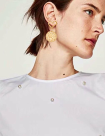 Fashion Gold Alloy Love Head Earrings