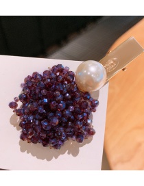 Fashion Purple Crystal Beaded Bangs Hair Hair Clip