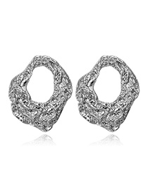 Fashion Silver Geometric Irregular Hollow Fold Round Earrings