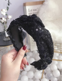 Fashion Black Lace Mesh Yarn Three-dimensional Flower Knotted Headband