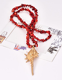 Fashion Red Natural Crystal Conch Sweater Chain