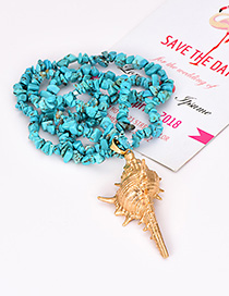 Fashion Blue Natural Crystal Conch Sweater Chain
