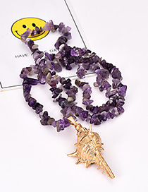 Fashion Purple Natural Crystal Conch Sweater Chain