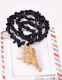 Fashion Starry Black Natural Crystal Conch Sweater Chain