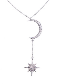 Fashion Silver Star: Moon And Diamond Necklace