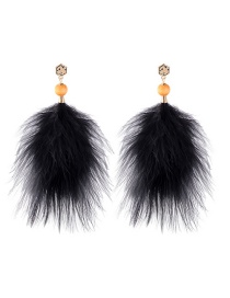 Fashion Black Feather Tassel Earrings