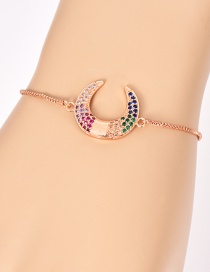 Fashion Rose Gold Copper Inlay Zircon Crescent Bracelet