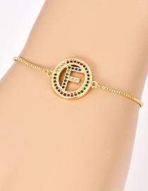 Fashion Gold Copper Inlaid Zircon Round Letter Bracelet F