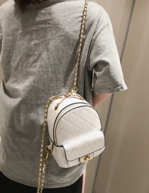 Fashion White Luggage Shoulder Rhombic Crossbody Backpack