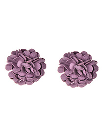 Fashion Purple Cloth Flower Earrings