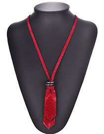 Fashion Red Felt Cloth With Diamond Necklace Bow Tie