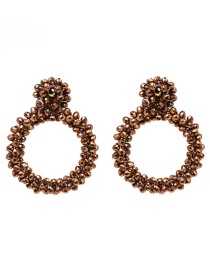 Fashion Brown Geometric Round Rice Earrings