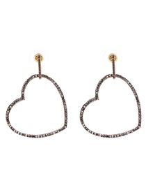 Fashion Gold Heart-shaped Diamond Stud Earrings