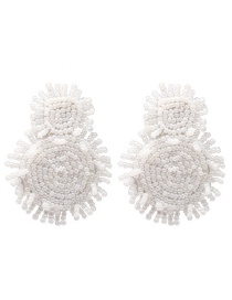 Fashion White Mizhu Geometric Earrings