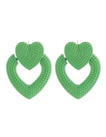 Fashion Fluorescent Green Alloy Love Earrings
