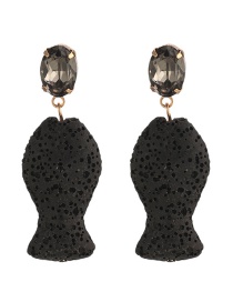 Fashion Black Alloy Stone Fish Earrings