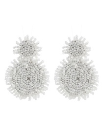 Fashion White Resin Rice Beads Round Earrings
