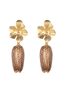 Fashion Gold Alloy Flower Shell Earrings