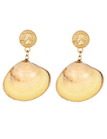 Fashion Gold Alloy Head Shell Earrings