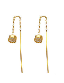 Fashion Gold Stainless Steel Geometric Zircon Earrings